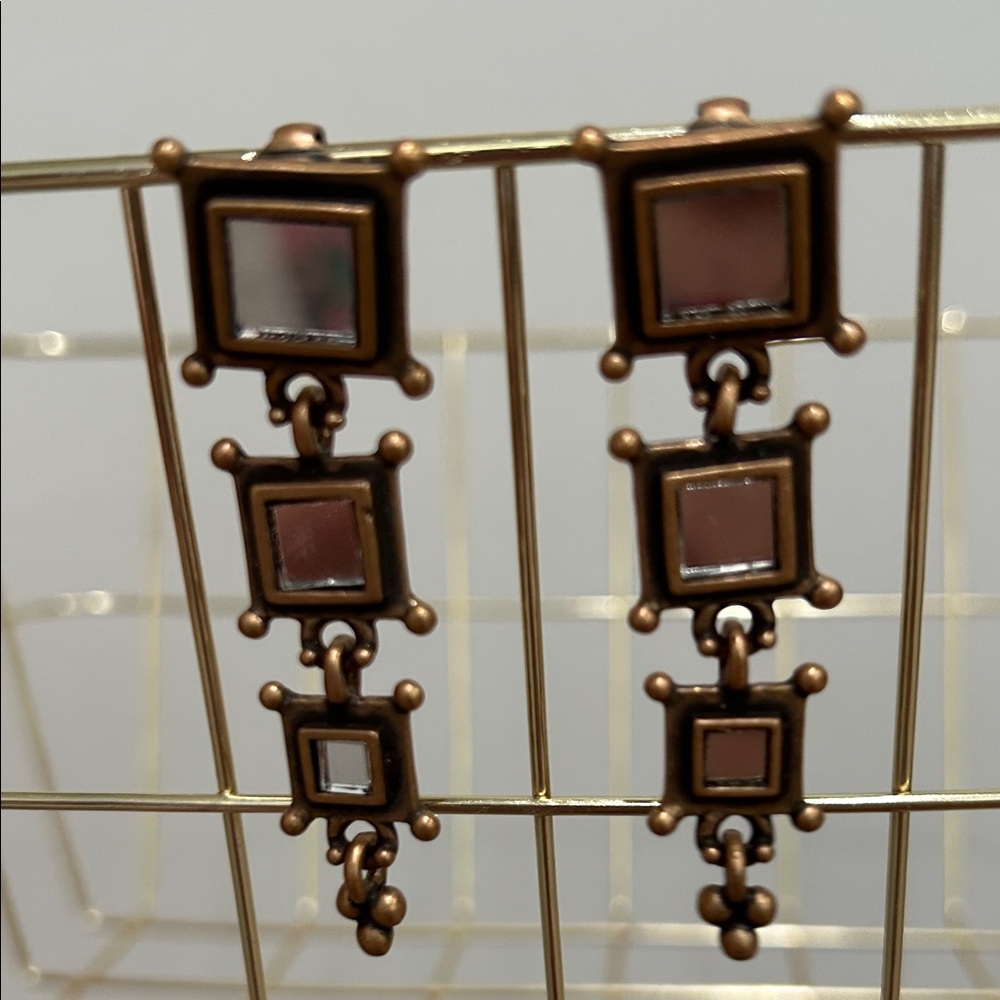 Guess Copper Geometric Drop Earrings